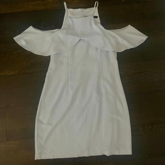 Light Blue Cold Shoulder Shift Dress - Picture 3 of 4